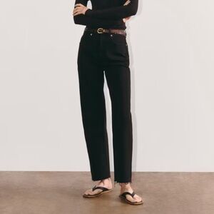 NWT 28L/28T The Way High Jean Straight Leg Black Raw Hem